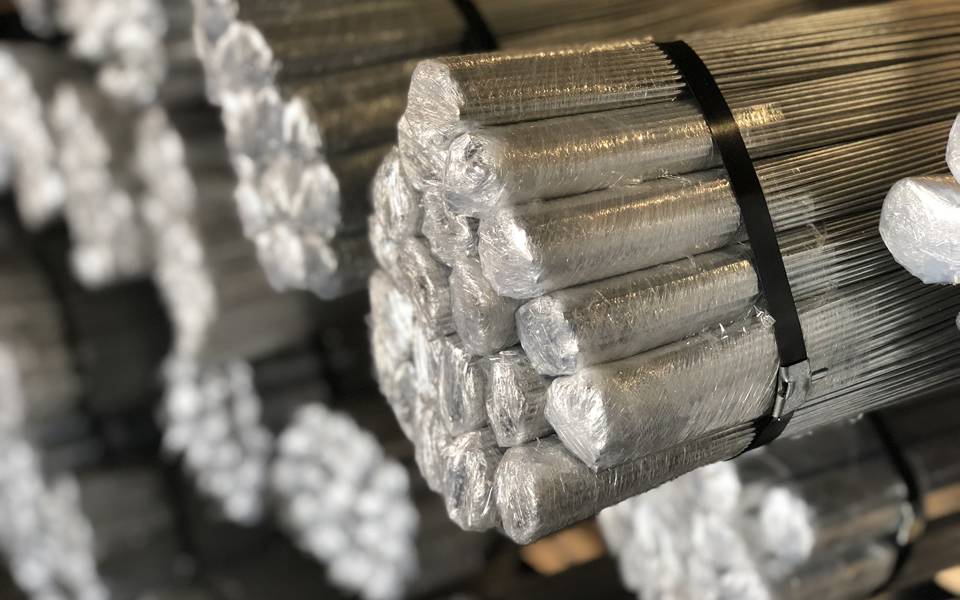 Several rolls of galvanized straight cut wires in the warehouse