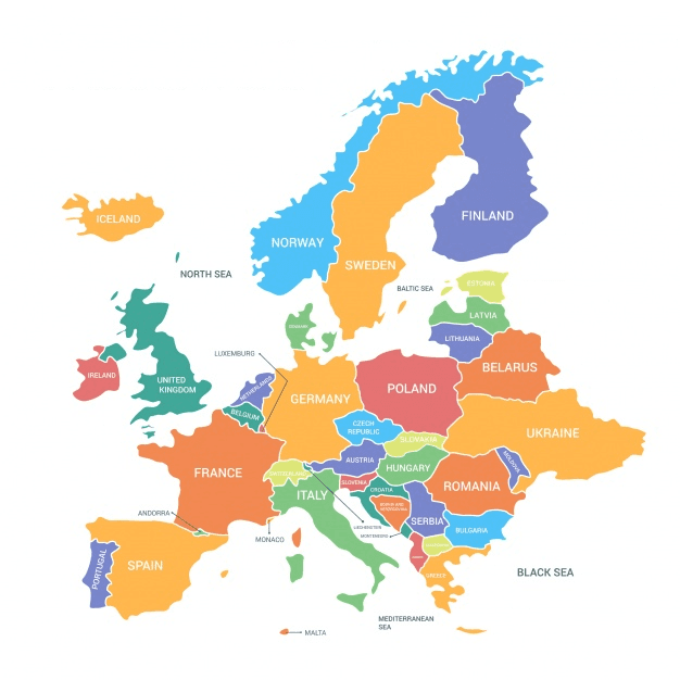 A Europe Map on white background.