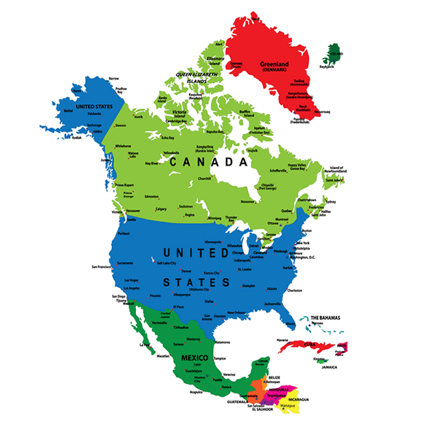 A North America Map on white background.