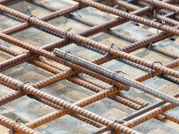 Several rebars are tied by rebar tie wires.