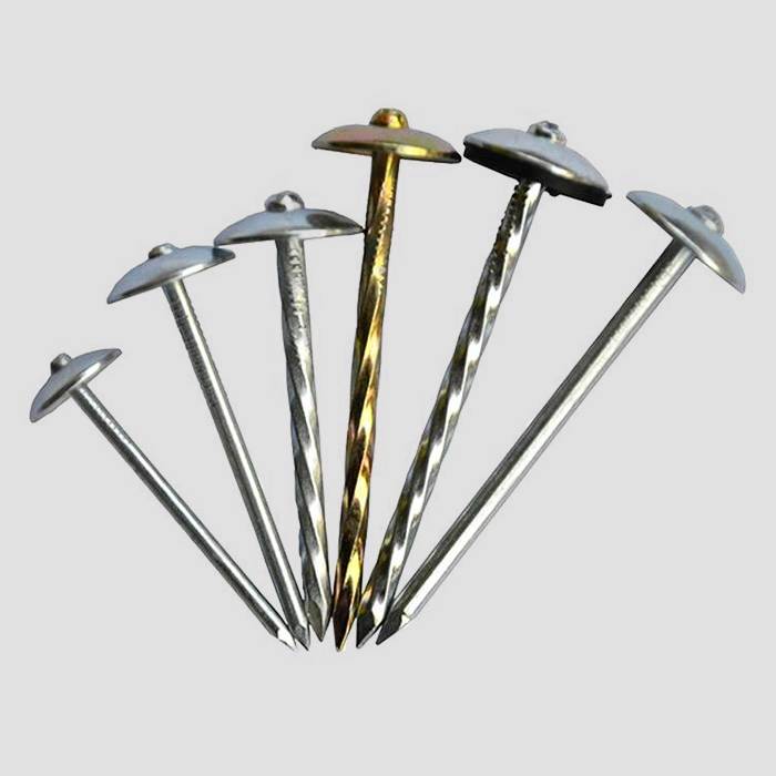Several roofing nails on the dark background.